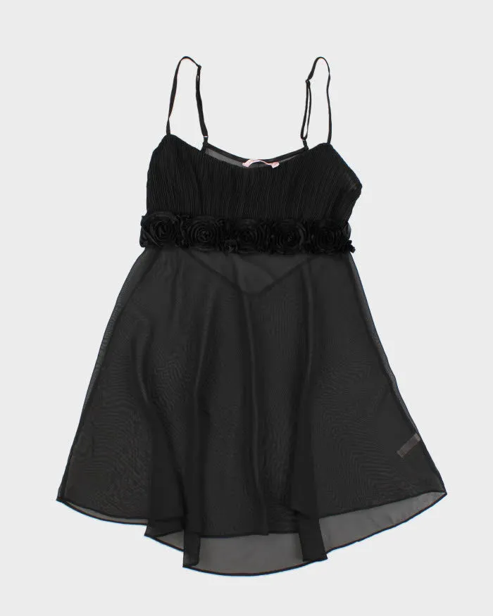 Y2k 00s La Ve En Rose Black Mesh Slip Dress - S sold by Rokit