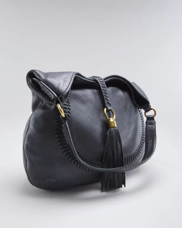 Vintage Black Ralph Lauren Fringe Leather Handbag sold by Rokit