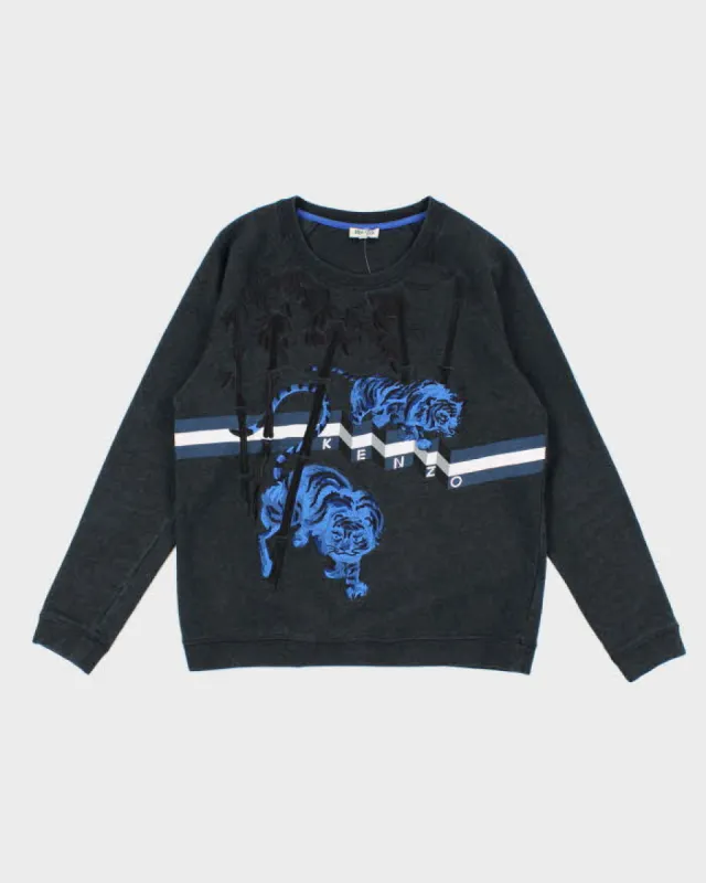 Womens Blue Kenzo Jungle Tiger Embroidered Sweatshirt - S sold by Rokit
