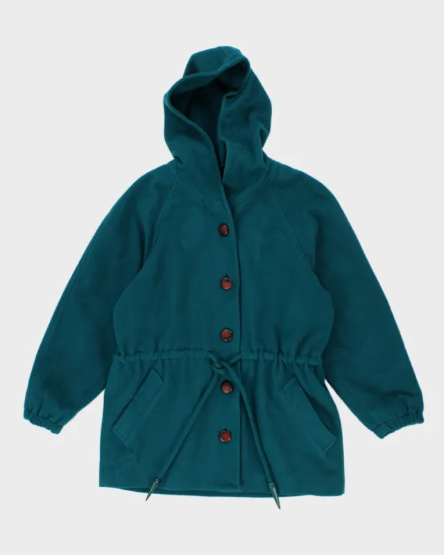 Vintage 80s Hooded Wool Coat - L sold by Rokit