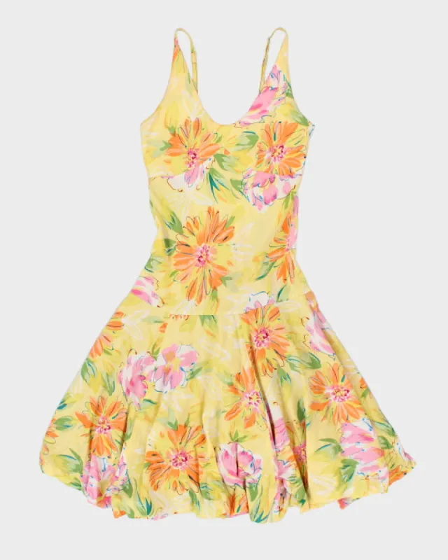 Y2k 00s Chair Yellow Floral Bubble Dress - S sold by Rokit