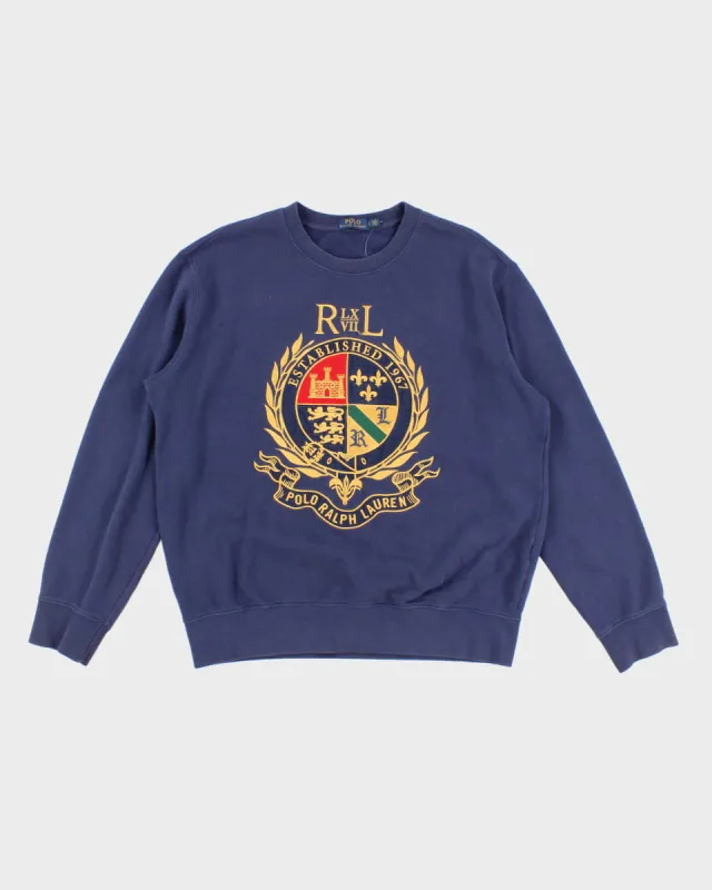 Polo By Ralph Lauren Navy Embroidered Sweatshirt - L made by Ralph Lauren