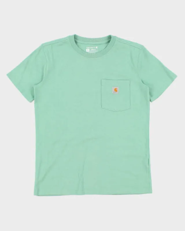 Men's Carhartt Classic Teal Logo Pocket T Shirt - S sold by Rokit