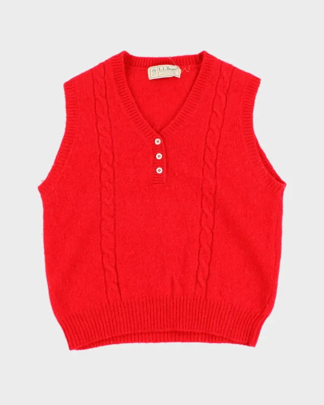 Vintage 90s L.L. Bean Red Wool Knit Sleeveless Vest - S/M made by L.L. Bean
