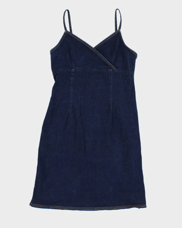 Y2K 00s Darkwash Denim Mini Dress - S sold by Rokit
