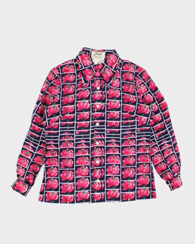 Vintage 70s Joutel Pink Floral Blouse - M/L sold by Rokit