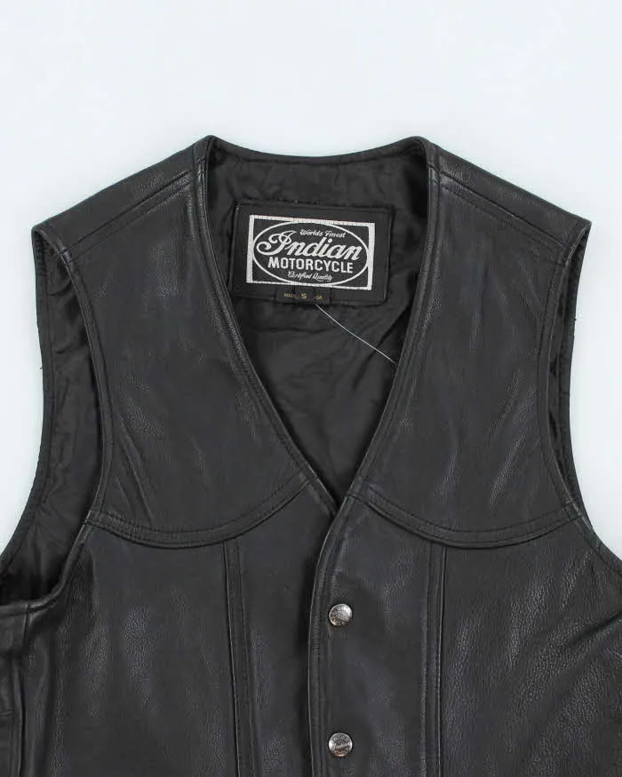 Mens 1990s Style Indian Motorcycle Black Leather Biker Jacket - S sold by Rokit product image thumbnail 3