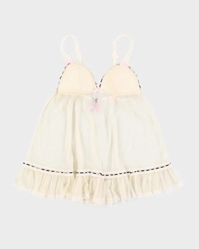 Y2k 00s Victoria's Secret Cream Mesh Lingerie Top - M sold by Rokit