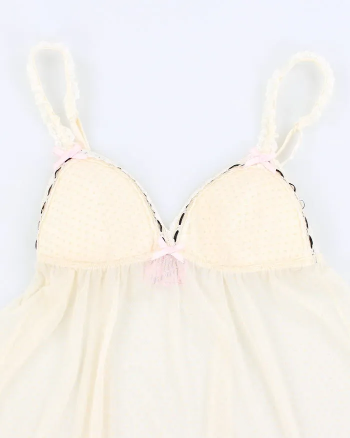 Y2k 00s Victoria's Secret Cream Mesh Lingerie Top - M sold by Rokit product image thumbnail 3