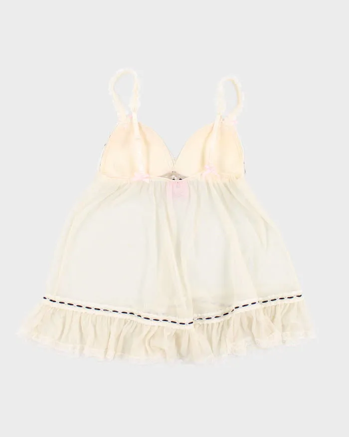 Y2k 00s Victoria's Secret Cream Mesh Lingerie Top - M sold by Rokit product image thumbnail 2