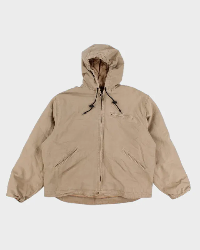 Men's Tan Quilted lined, Hooded Workwear Jacket - XL sold by Rokit