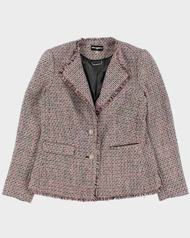 Karl Lagerfeld Pink Tweed Fitted Blazer - UK 10 made by Karl Lagerfeld