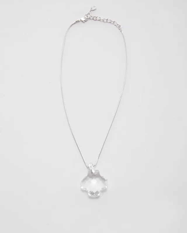 Silver Glass Cross Necklace sold by Rokit
