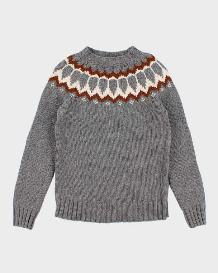 Men's Grey Icelandic Knit Sweater - M sold by Rokit