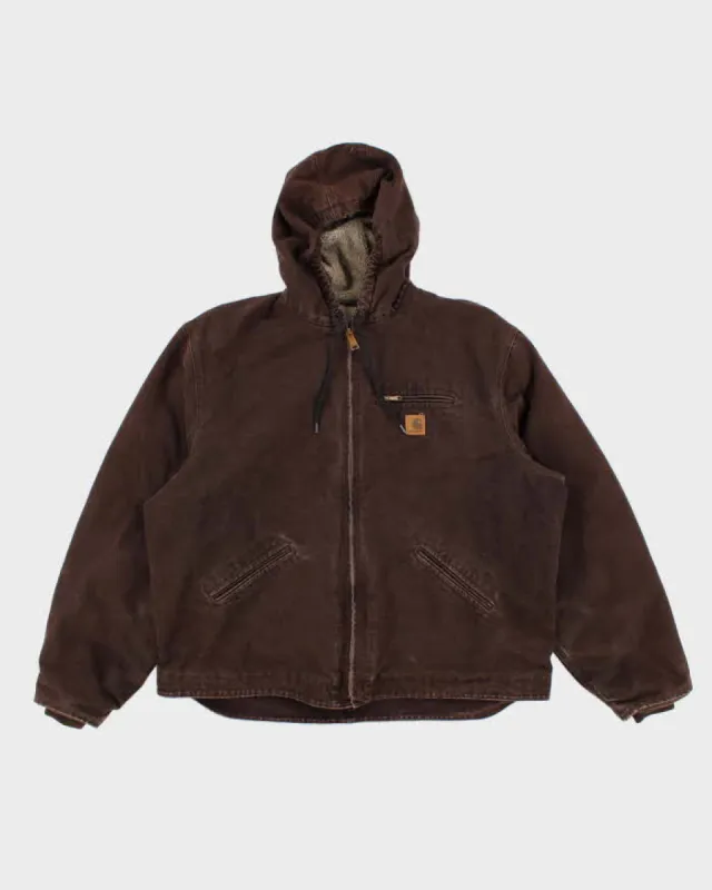 Vintage Men's Brown Carhartt Hooded Fleece Lined Jacket - XXL sold by Rokit