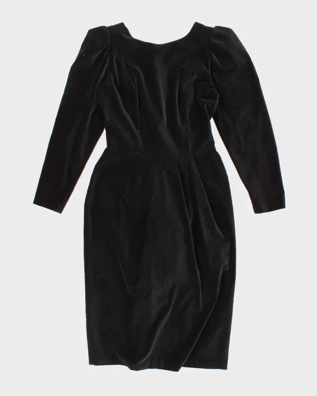 Classic 80's Black Velvet Dress - M made by Rokit