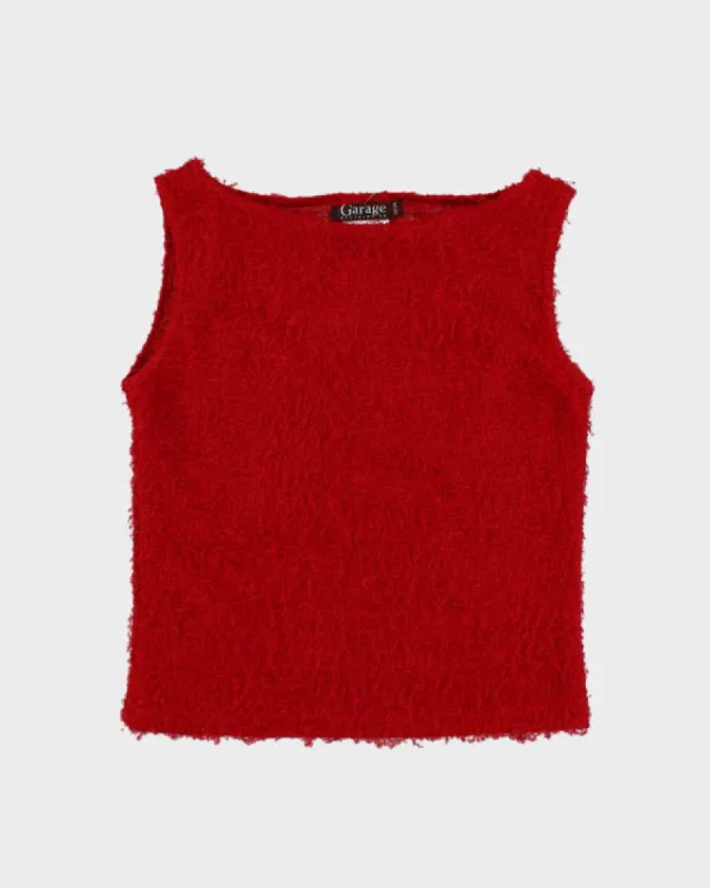 Vintage Garage Clothing Red Shaggy Top - M sold by Rokit