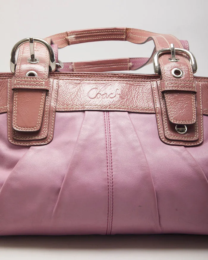 バッグ Coach Turnrock Pink Leather Tote Bag Coach Pink & Red Turnlock Shopper Tote Handbag !! #9367