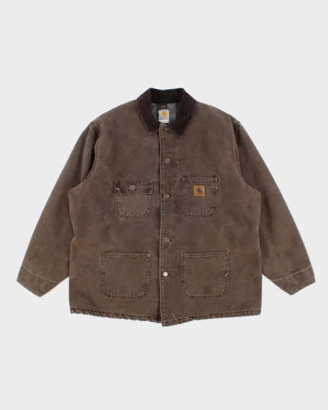 Vintage Men's Brown Carhartt Fleece Lined Utility Jacket - XL sold by Rokit