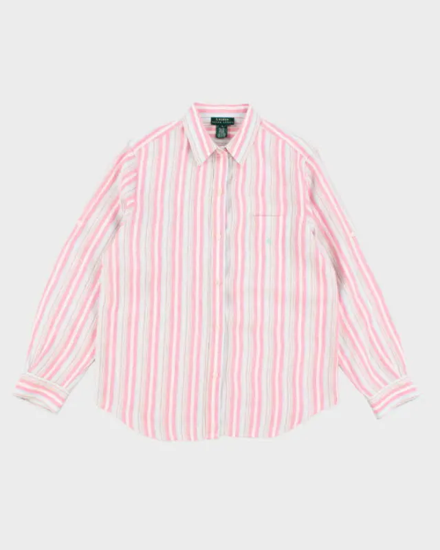 Mens Ralph Lauren Pink Striped Linen Shirt - L sold by Rokit
