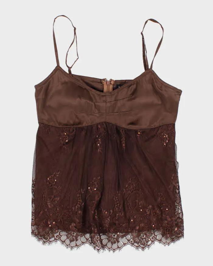 Y2k 00s Le Chateau Brown Cami Top - S sold by Rokit