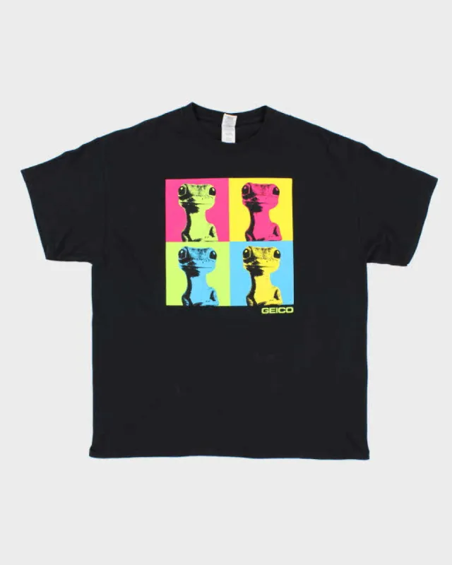 Men's Black Gecko Graphic Print T shirt - XL sold by Rokit
