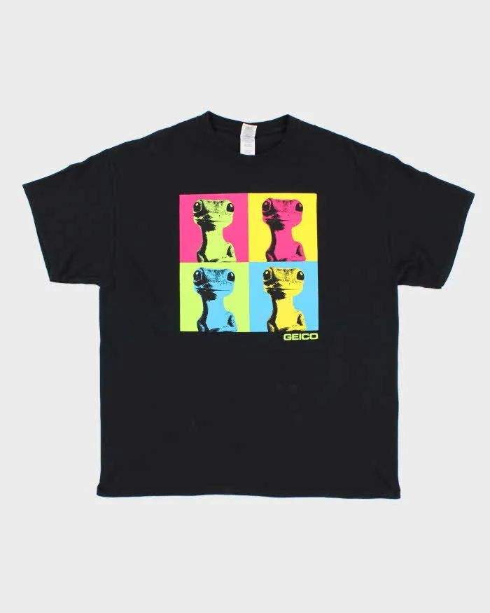 Men's Black Gecko Graphic Print T shirt - XL sold by Rokit
