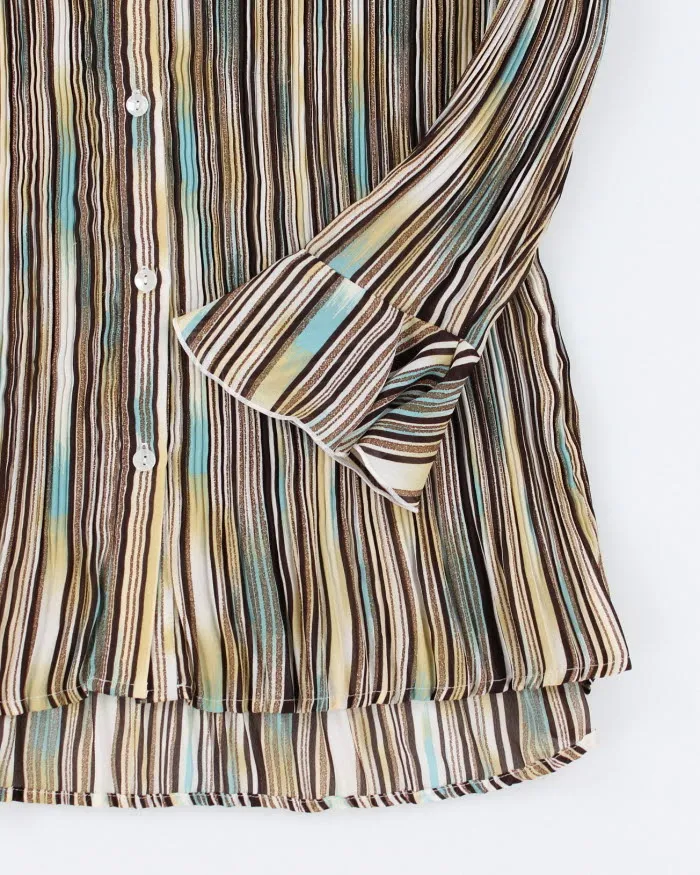 Vintage Striped Micro Pleated Texture Blouse - L sold by Rokit product image thumbnail 4