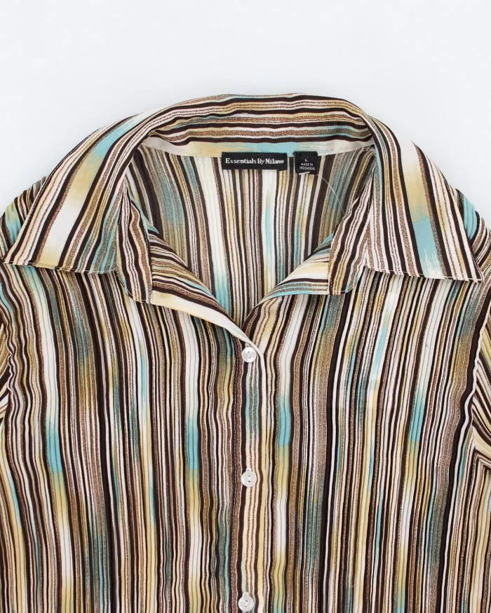 Vintage Striped Micro Pleated Texture Blouse - L sold by Rokit product image thumbnail 3