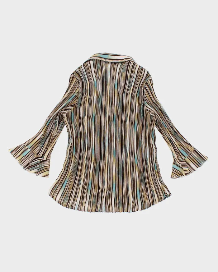 Vintage Striped Micro Pleated Texture Blouse - L sold by Rokit product image thumbnail 2