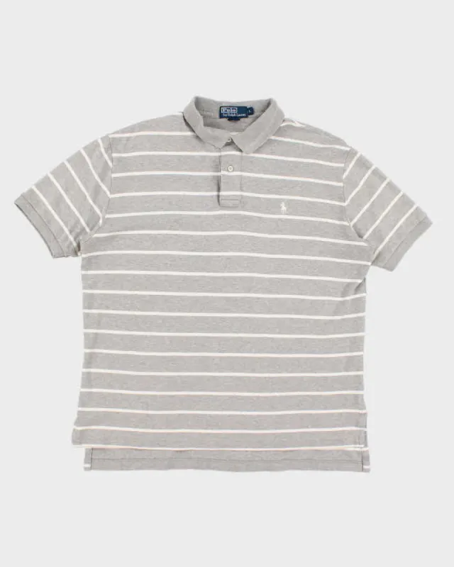 Ralph Lauren Grey Stripe Polo - L sold by Rokit