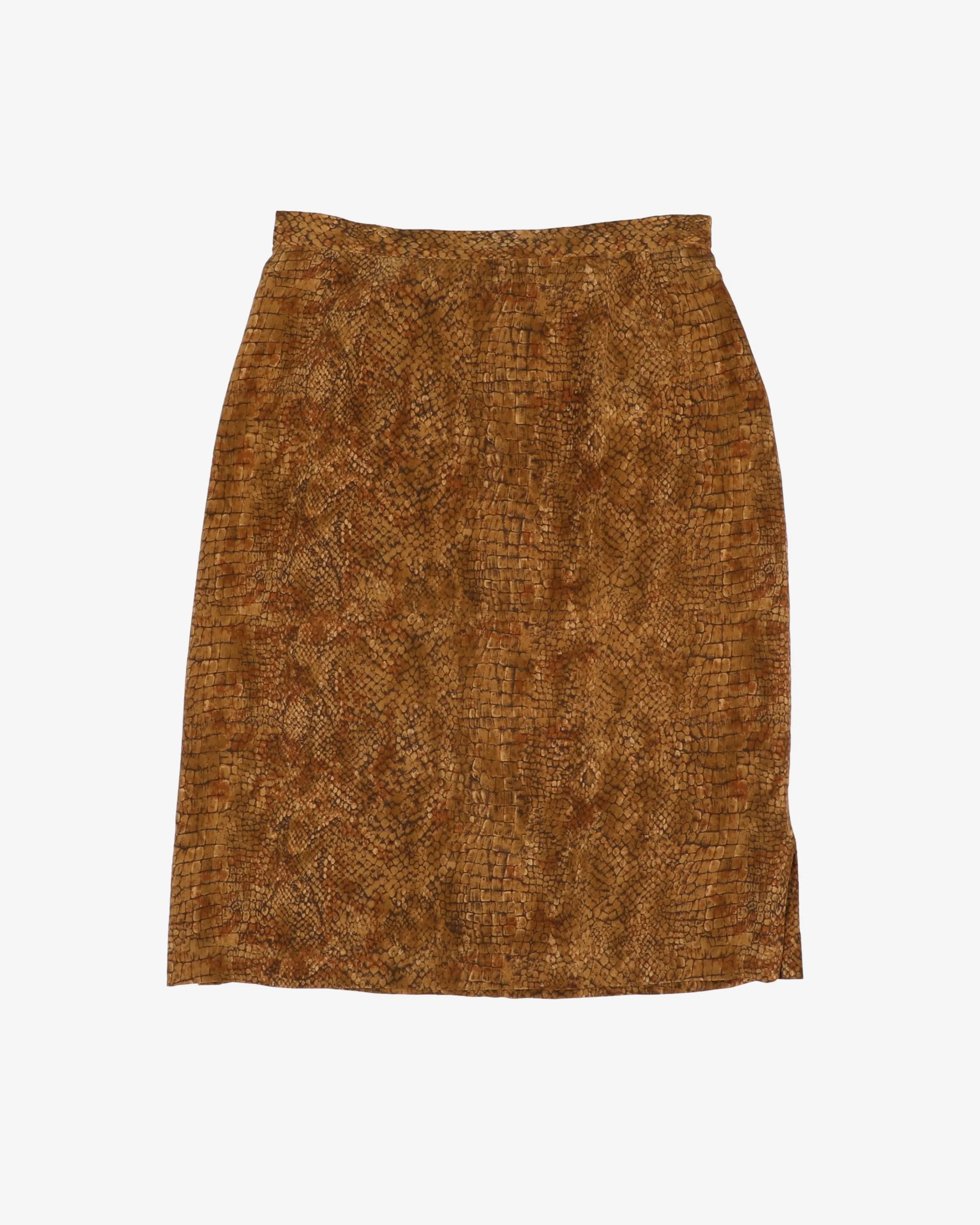 Snakeskin patterned pencil silk skirt - S sold by Rokit product image thumbnail 2