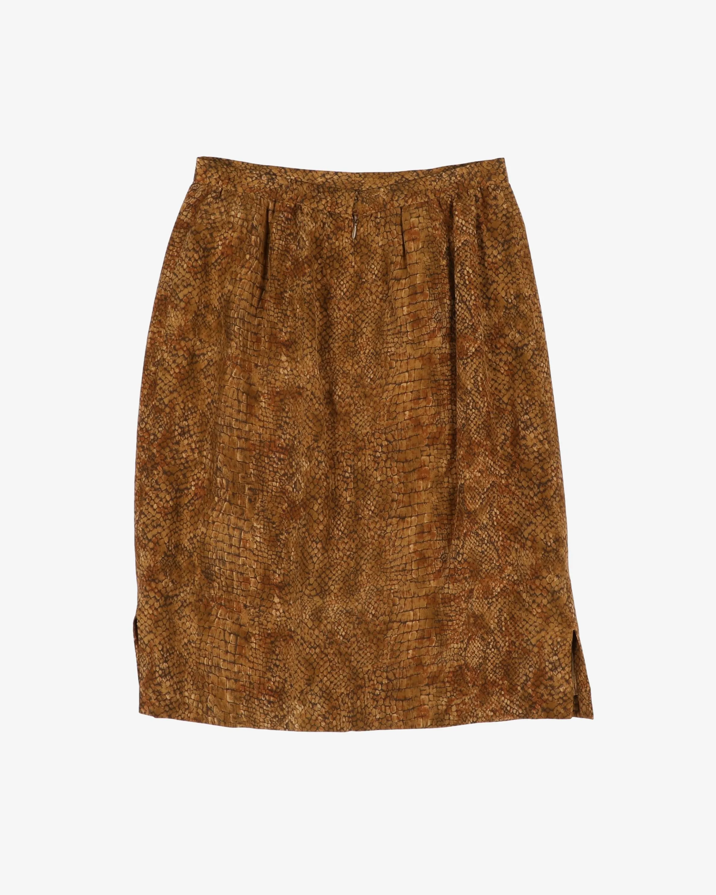 Snakeskin patterned pencil silk skirt - S sold by Rokit product image thumbnail 4