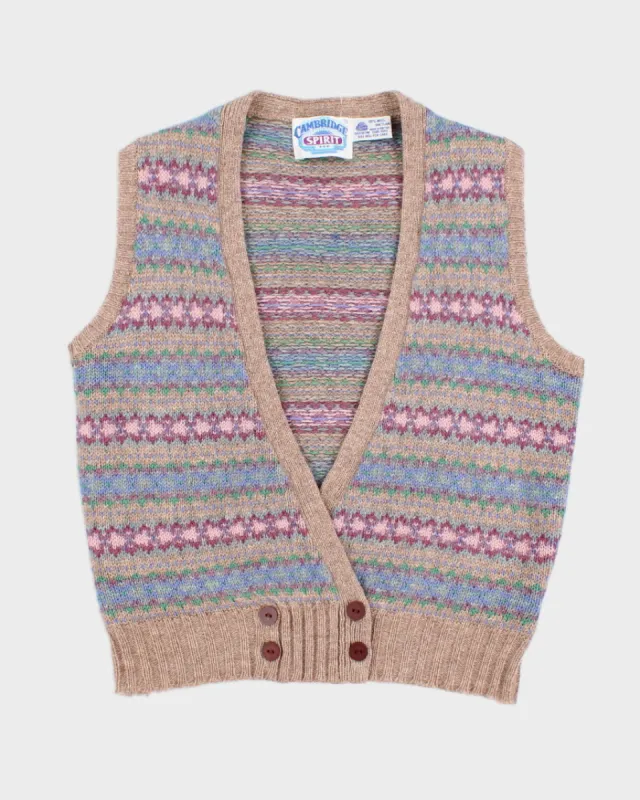 Vintage Shetland Wool Patterned Vest - S sold by Rokit