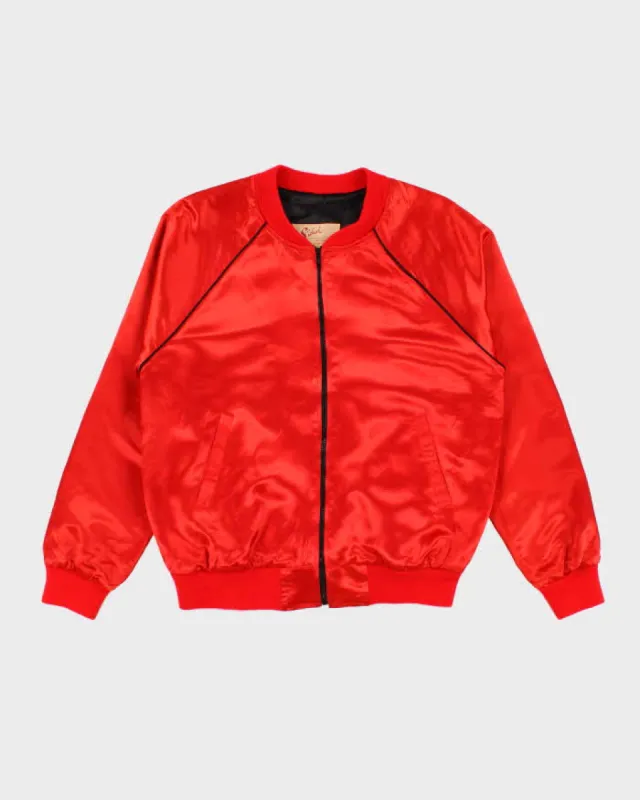 60s Vintage Men's Red Satin Finish Varsity Jacket - L sold by Rokit
