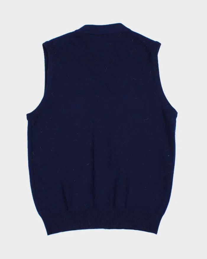 Vintage 70s Lambswool Navy Cardigan Vest - M sold by Rokit product image thumbnail 2
