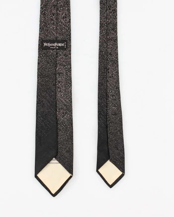 Vintage Men's YSL Black Sparkly Patterned Tie sold by Rokit product image thumbnail 2
