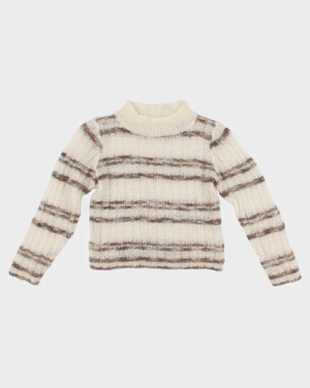 Womens Beige Striped Loose Knit Jumper - XXS sold by Rokit