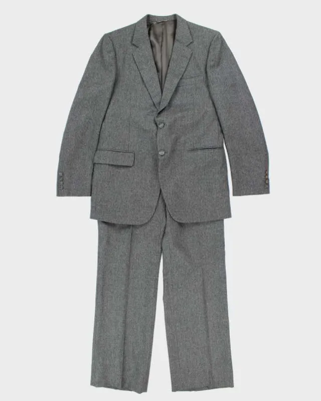 Vintage Wool Grey Pinstripe Suit - M sold by Rokit