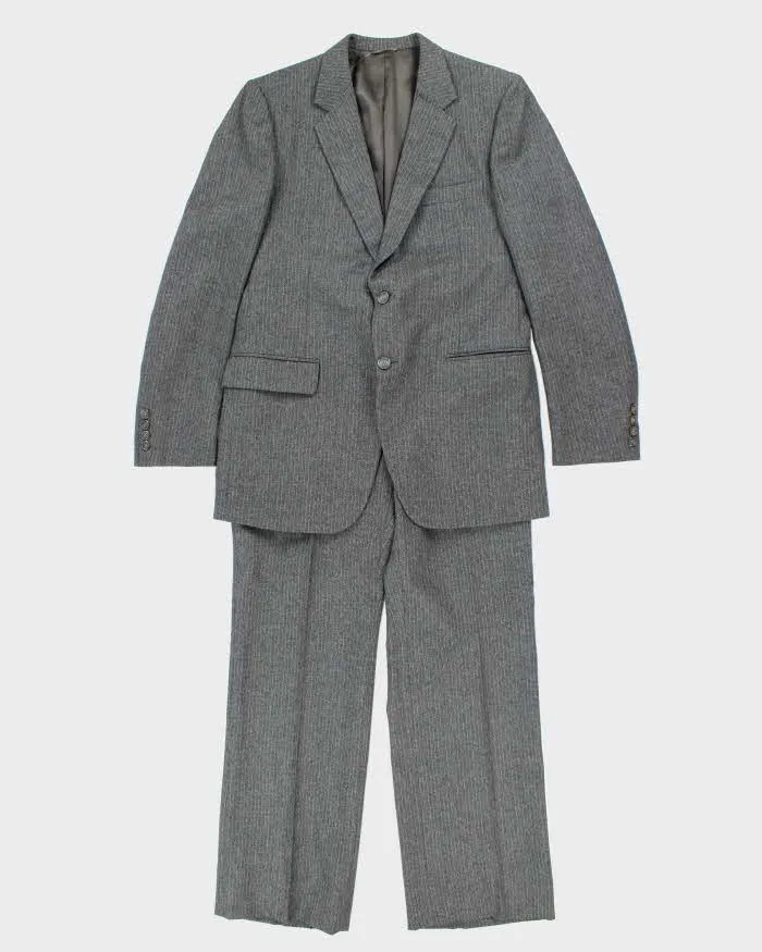 Vintage Wool Grey Pinstripe Suit - M sold by Rokit