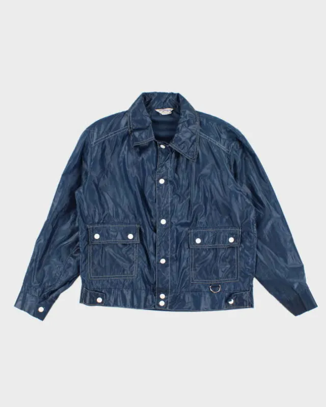 70's Vintage Men's Navy Button Up Nylon Jacket - S sold by Rokit