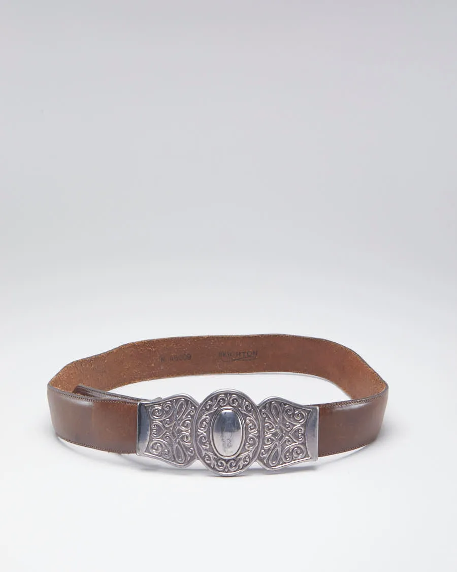 Silver Buckled Brown Leather Belt sold by Rokit product image thumbnail 2
