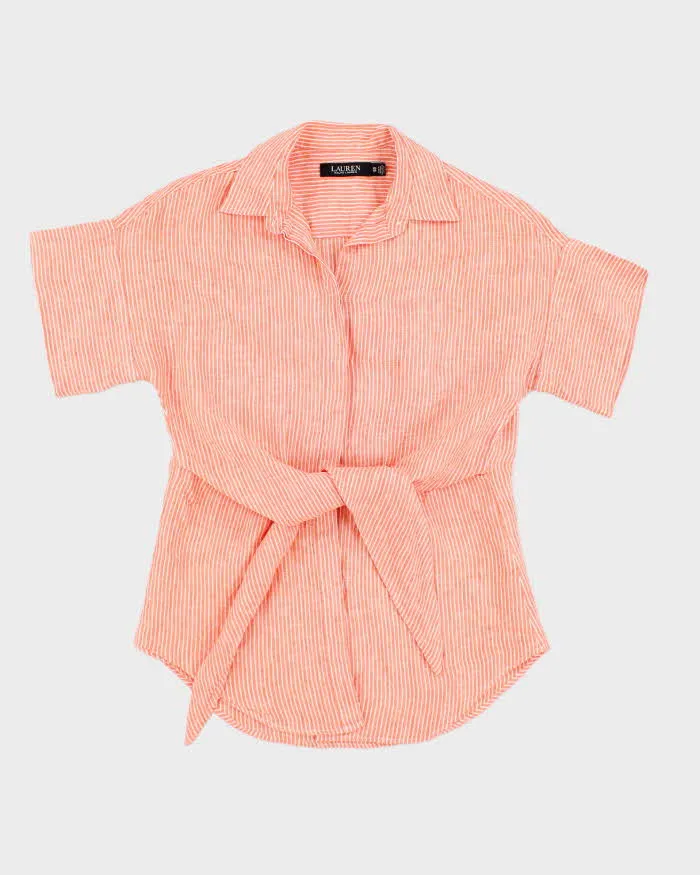 Ralph Lauren Orange Striped Blouse With Tie Detail - XS sold by Rokit