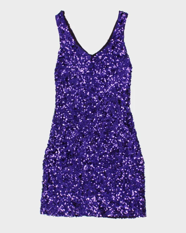 80's Purple Sequin Mini Dancing Dress - M sold by Rokit