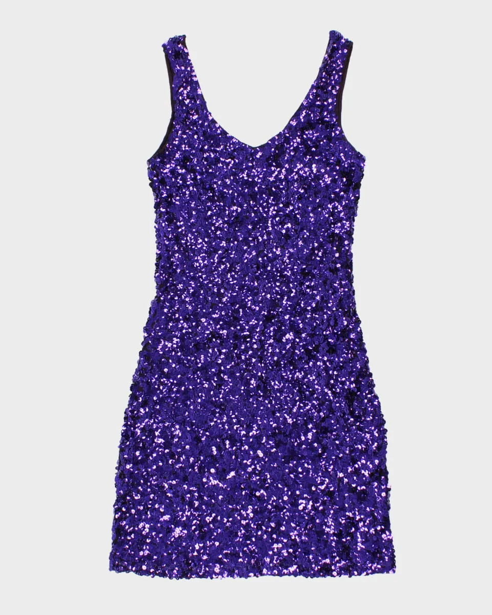 80's Purple Sequin Mini Dancing Dress - M sold by Rokit product image thumbnail 2