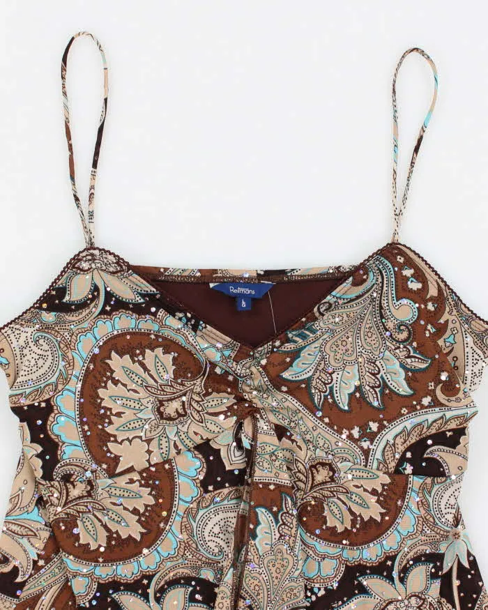 Y2k 00s Pattern Brown Cami Top - L sold by Rokit product image thumbnail 3