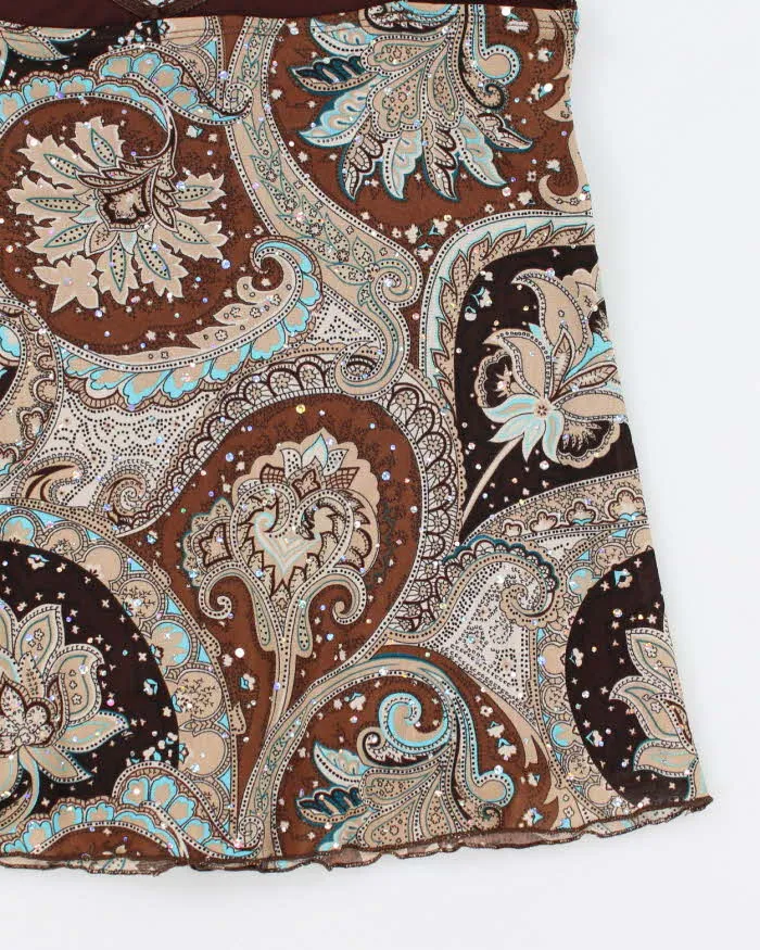 Y2k 00s Pattern Brown Cami Top - L sold by Rokit product image thumbnail 4