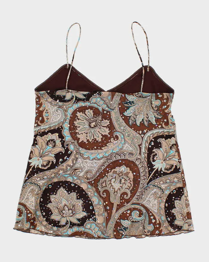 Y2k 00s Pattern Brown Cami Top - L sold by Rokit product image thumbnail 2