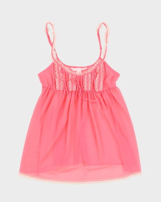 00s Victoria's Secret Lace Detailed Pink Slip Dress - M sold by Rokit