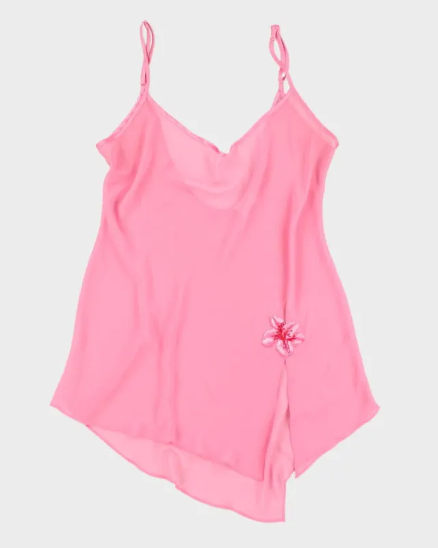 Vintage 90s La Senza Pink Mesh Slip Dress - M sold by Rokit